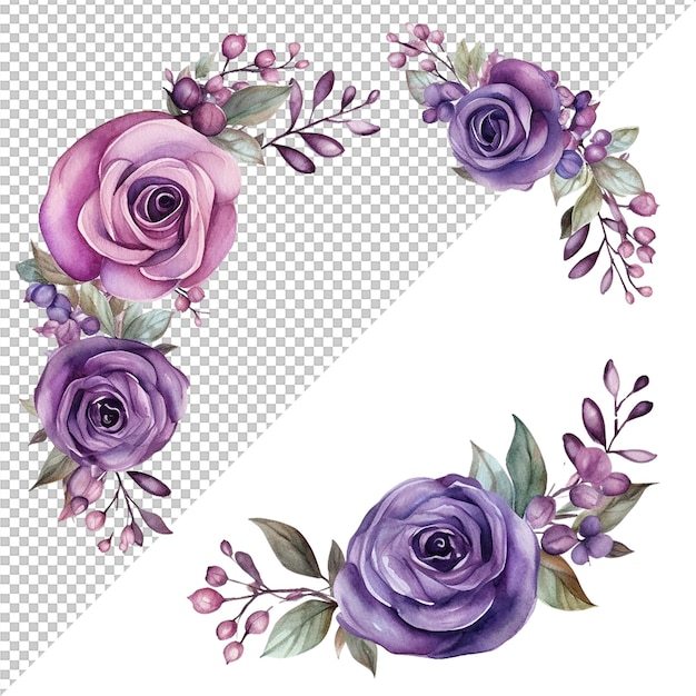 PSD conception de fleurs florales aquarelle et cadre rond