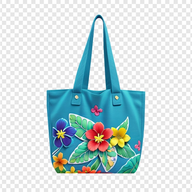 PSD conception de fleurs hawaïennes pour sac fourre-tout, vue de dessus complète