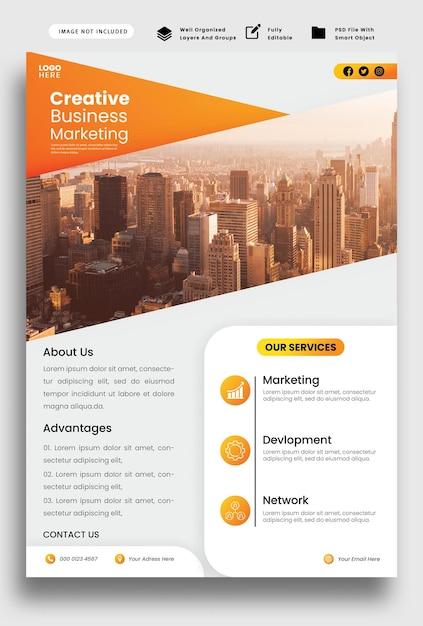 PSD conception de flyer d'affaires