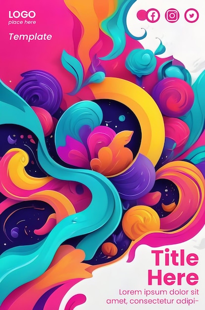 PSD conception de flyer de couleurs vives et vibrantes créatives