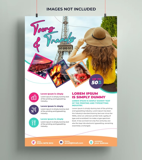 PSD conception de flyers de voyage d'été