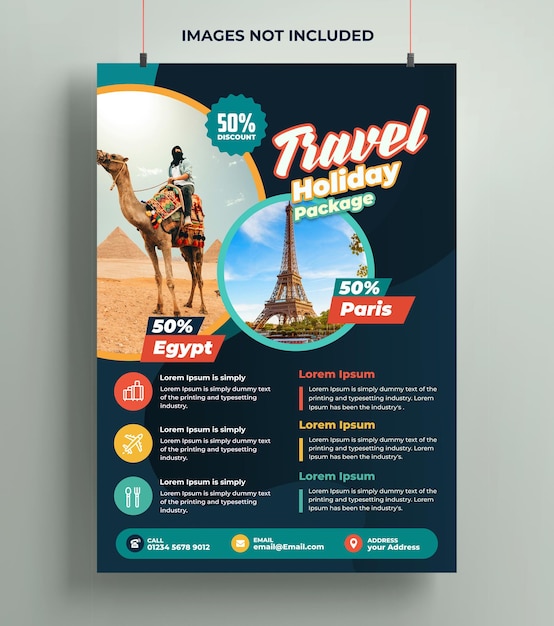 PSD conception de flyers de voyage