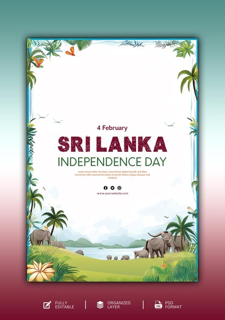 PSD conception graphique et de médias sociaux du jour de l'indépendance du sri lanka