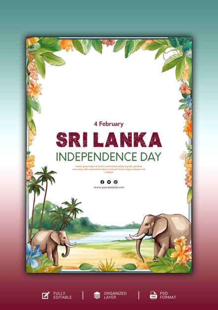 PSD conception graphique et de médias sociaux du jour de l'indépendance du sri lanka