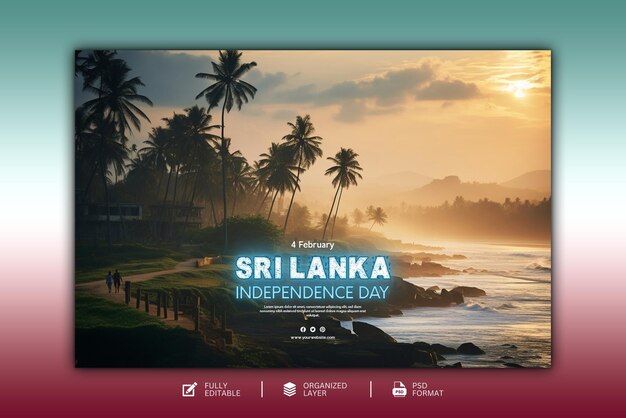 PSD conception graphique et de médias sociaux du jour de l'indépendance du sri lanka