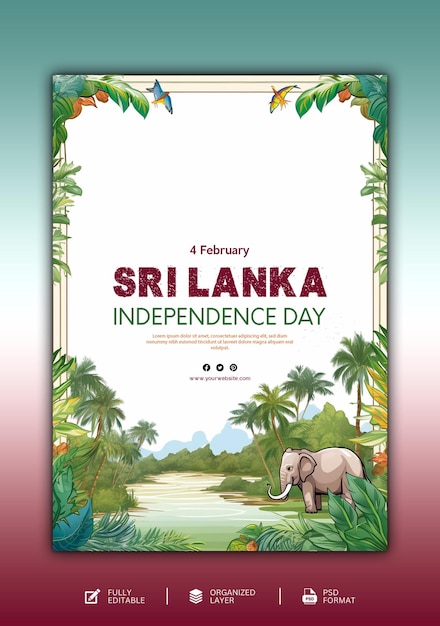 PSD conception graphique et de médias sociaux du jour de l'indépendance du sri lanka