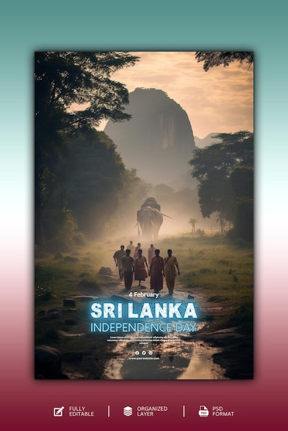 PSD conception graphique et de médias sociaux du jour de l'indépendance du sri lanka