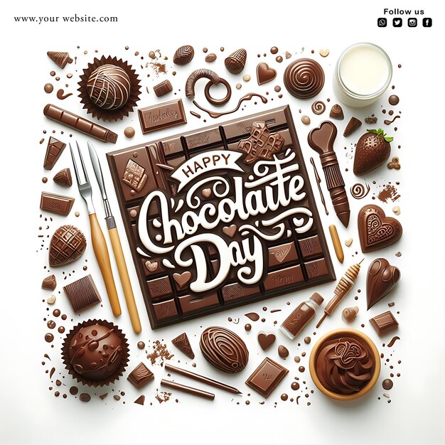 PSD conception gratuite de messages sur les réseaux sociaux pour le happy chocolate day