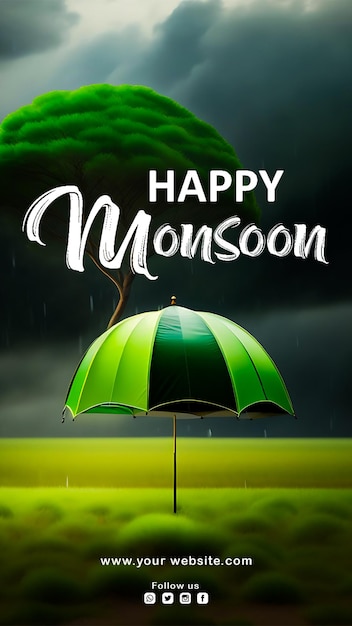 PSD conception d'histoires sur les réseaux sociaux happy monsoon