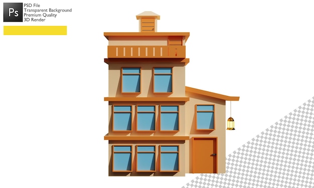 PSD conception d'illustration de maison low poly 3d