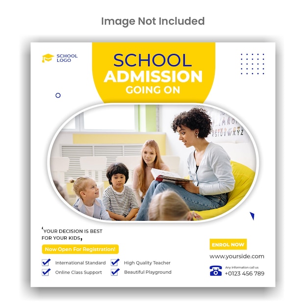 Conception d'instagram d'admission à l'école ou de modèle de médias sociaux