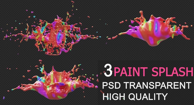 PSD conception isolée de rendu de peinture colorée splash