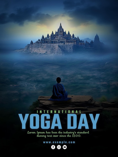 Conception de la journée mondiale du yoga avec des poses émouvantes Journée internationale du yoga et illustration de la journée mondiale du yoga PSD