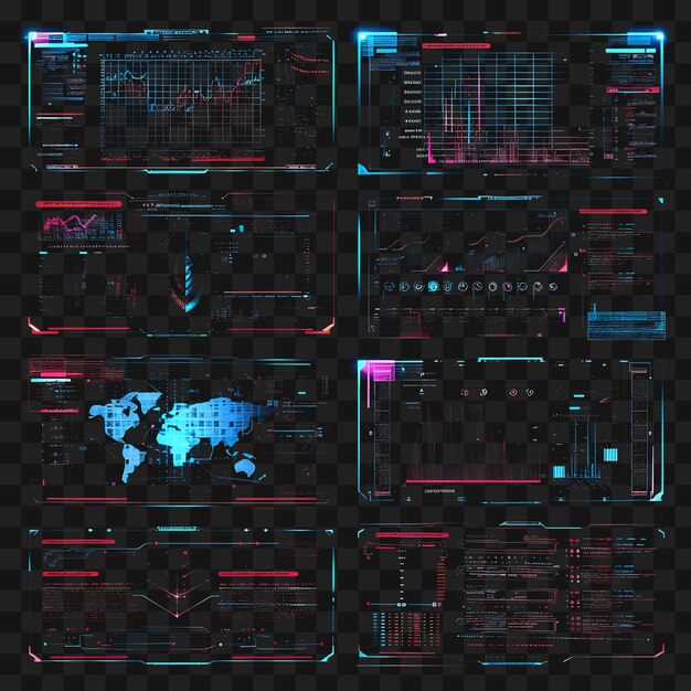 PSD conception de kiosques d'intranet simulés simulés avec des tableaux de bord émulés collage y2k forme 4096px