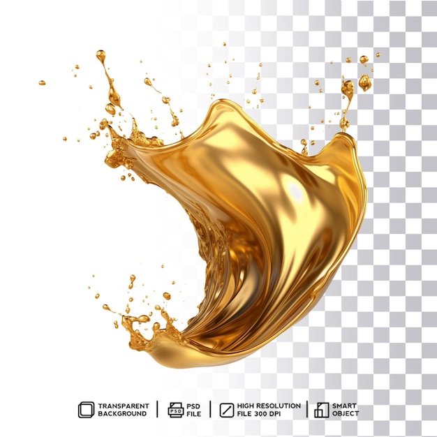 Conception liquide d'éclaboussure de tourbillon de couleur brillante métallique dorée abstraite avec transparence en PSD