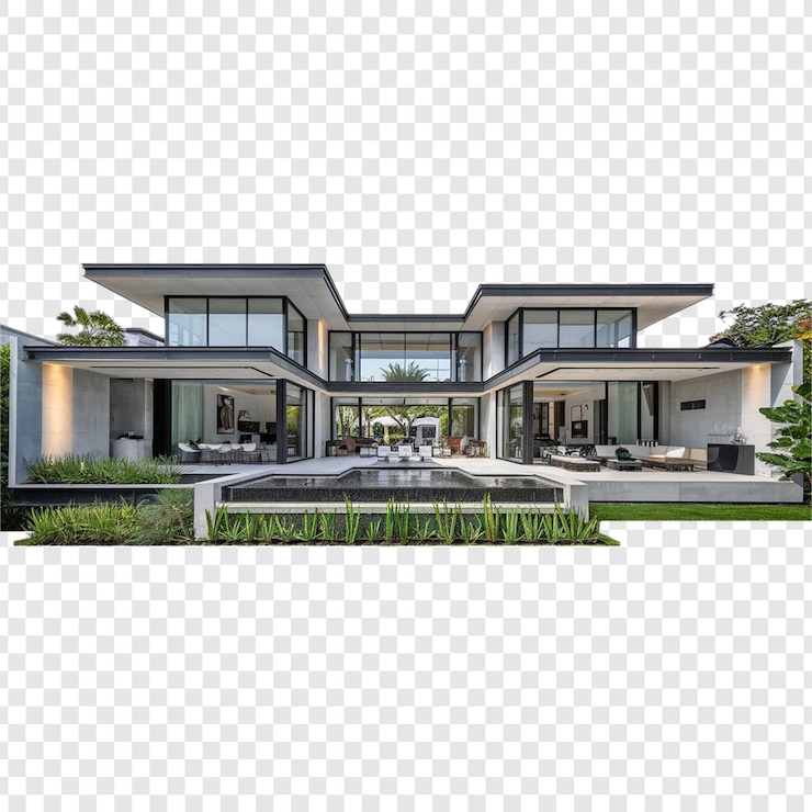 PSD conception de maison moderne isolée sur un fond blanc propre