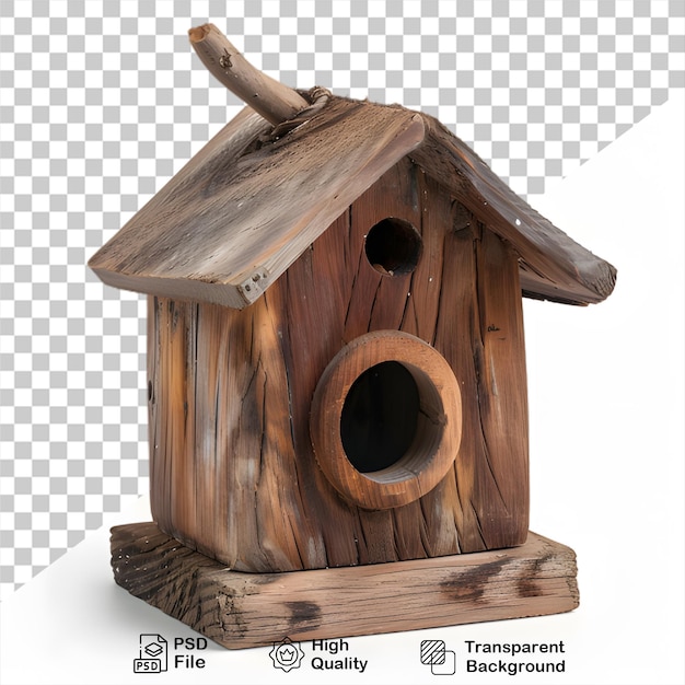 PSD conception de maison d'oiseau en bois sur fond transparent avec fichier png