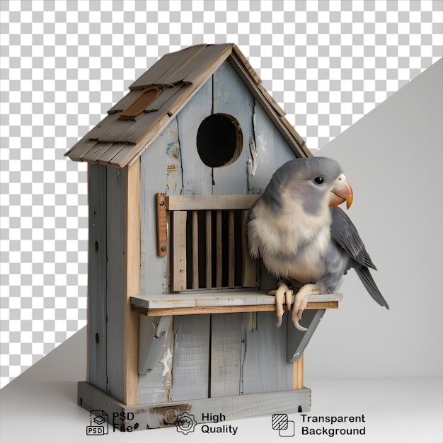 PSD conception de maison d'oiseau en bois sur fond transparent avec fichier png