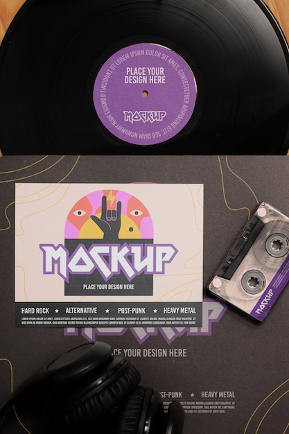 Conception de maquette d'affiche d'événement musical avec vinyle