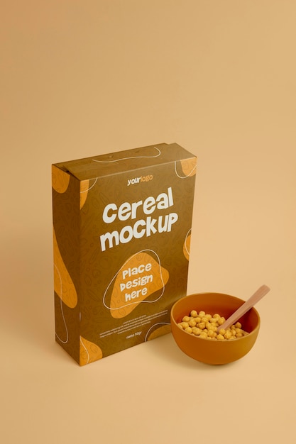 PSD conception de maquette de boîte de céréales pour le petit déjeuner