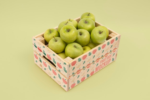 PSD conception de maquette de boîte de fruits frais