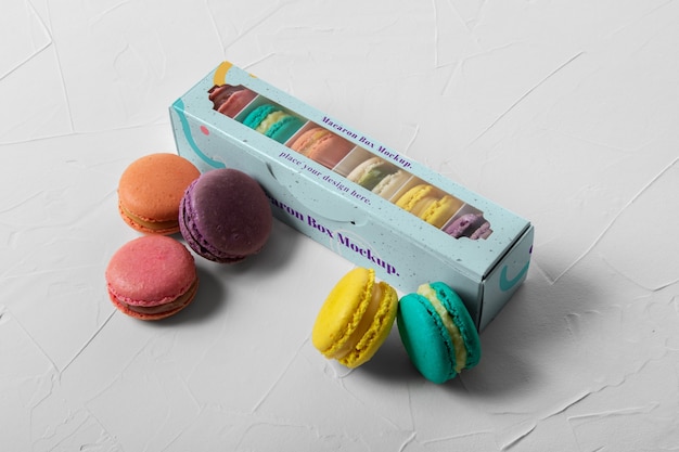 PSD conception de maquette de boîte de macaron