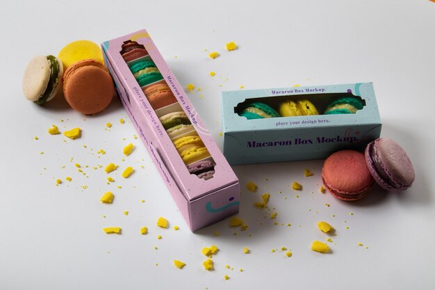 PSD conception de maquette de boîte de macaron