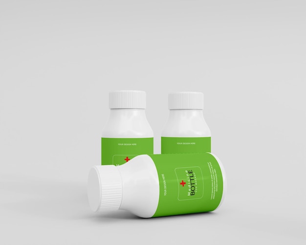PSD conception de maquette de bouteille de médicament 3d