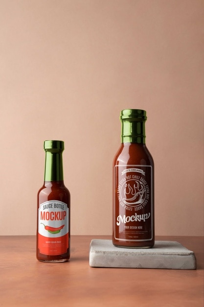 Conception de maquette de bouteille de sauce en verre
