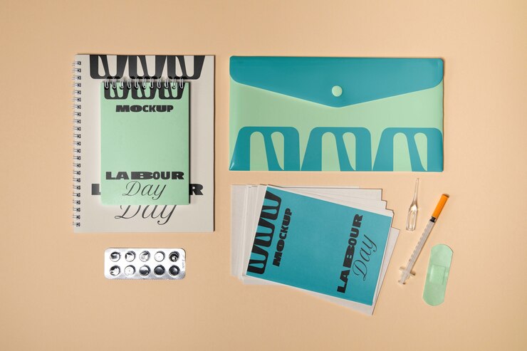PSD conception de maquette de carte médicale pour la fête du travail