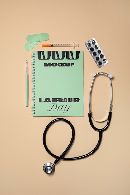 PSD conception de maquette de carte médicale pour la fête du travail