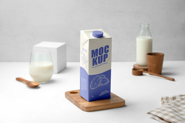 PSD conception de maquette de carton de lait