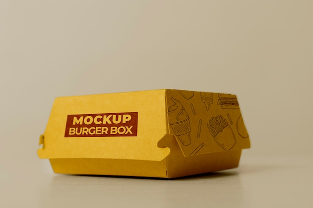 PSD conception de maquette d'emballage de boîte à hamburger en carton