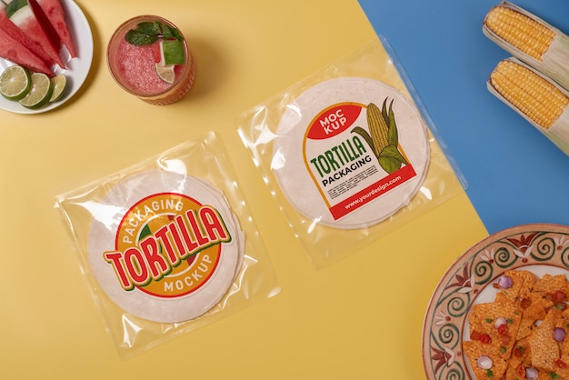 PSD conception de maquette d'emballage de tortilla