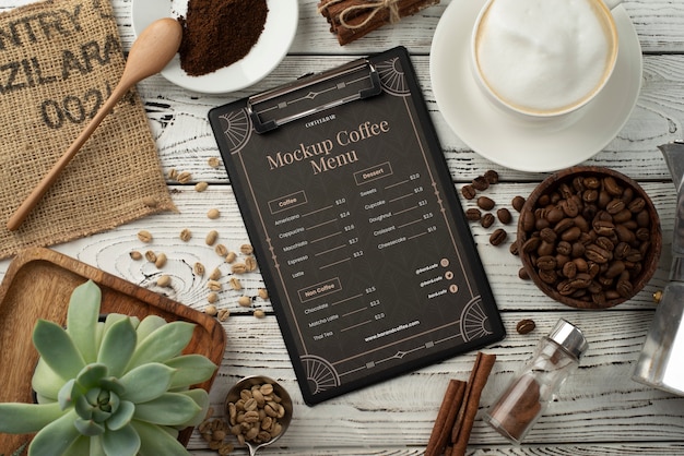 PSD conception de maquette de menu de café