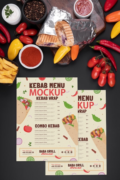 PSD conception de maquette de menu de kebab