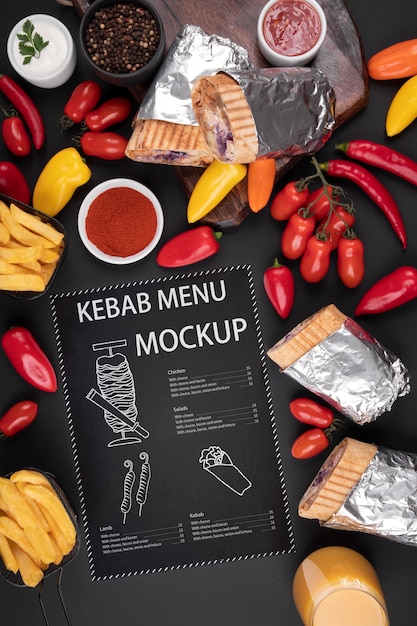 PSD conception de maquette de menu de kebab