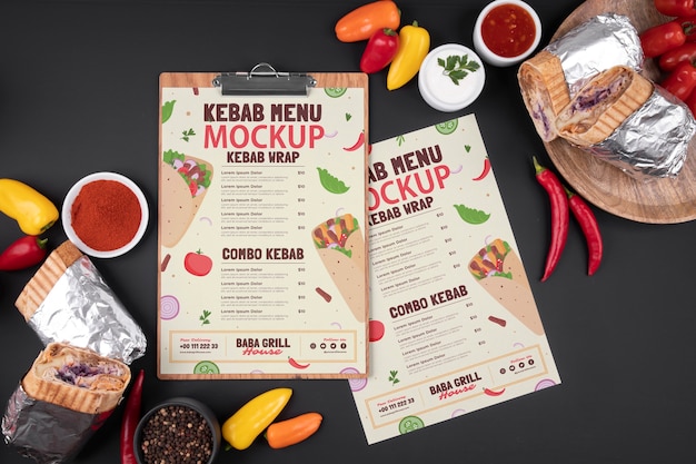 PSD conception de maquette de menu de kebab