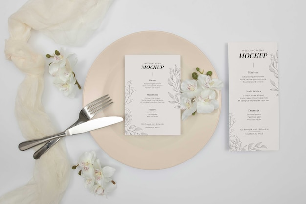 PSD conception de maquette de menu de mariage