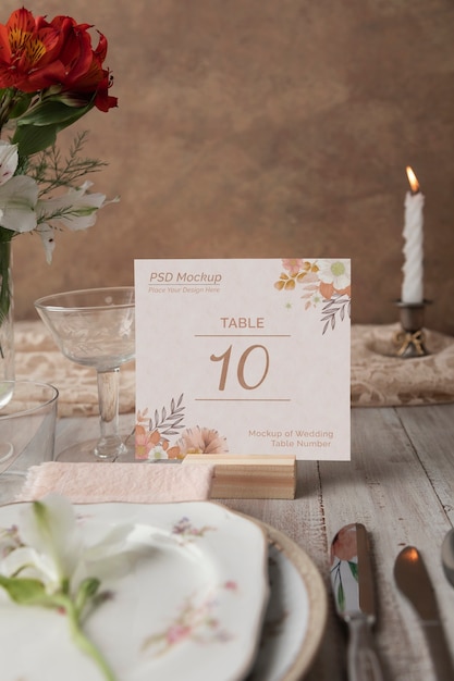 Conception de maquette de numéro de table de mariage