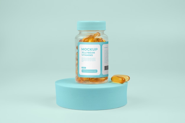 PSD conception de maquette de pot de vitamines jellybean