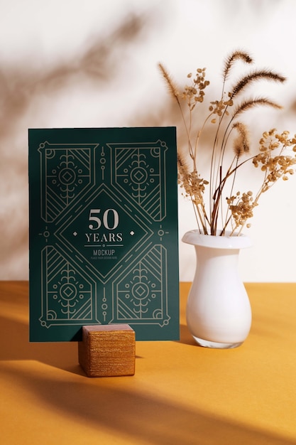 PSD conception de maquette pour 50 ans d'invitation à une fête de mariage