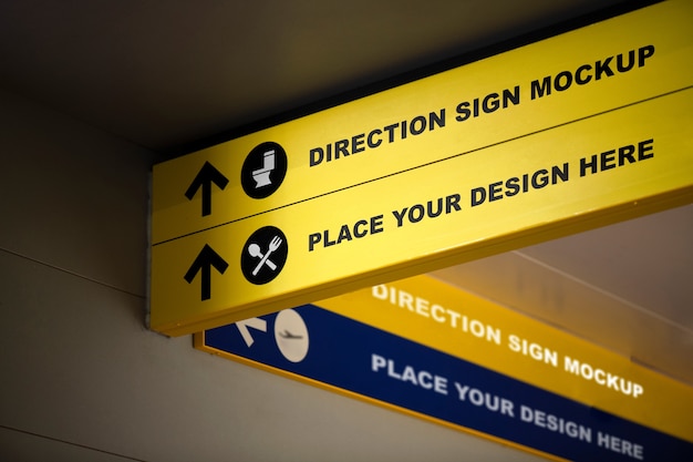 PSD conception de maquette de signe pour l'indication de direction