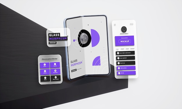 Conception d'une maquette de smartphone Glassmorphism