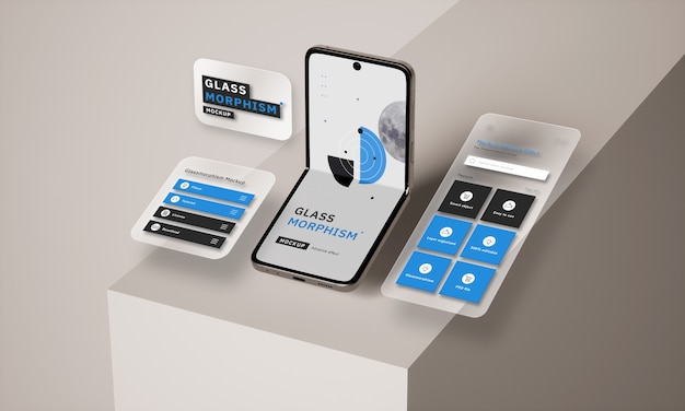 Conception d'une maquette de smartphone Glassmorphism
