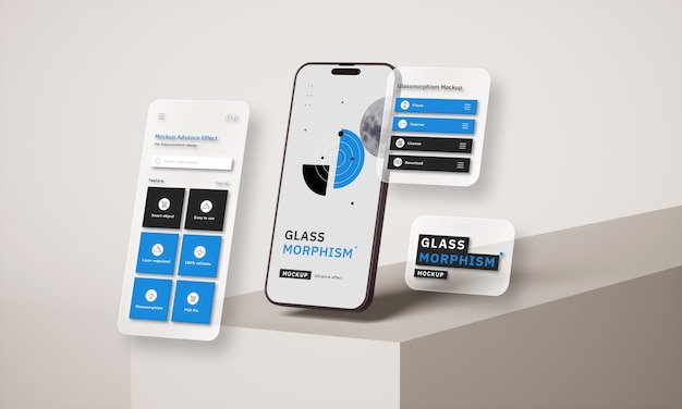 Conception d'une maquette de smartphone Glassmorphism