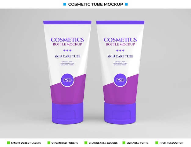 PSD conception de maquette de tube cosmétique dans le concept de cosmétiques