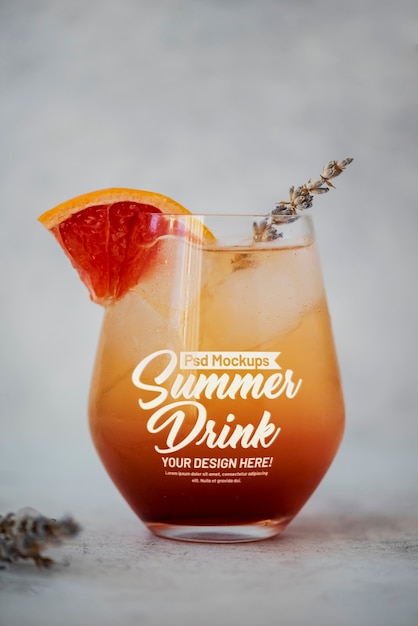 PSD conception de maquette de verre de boissons d'été