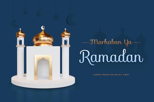 Conception De Marhaban Ya Ramadan Avec Maquette De Rendu 3d