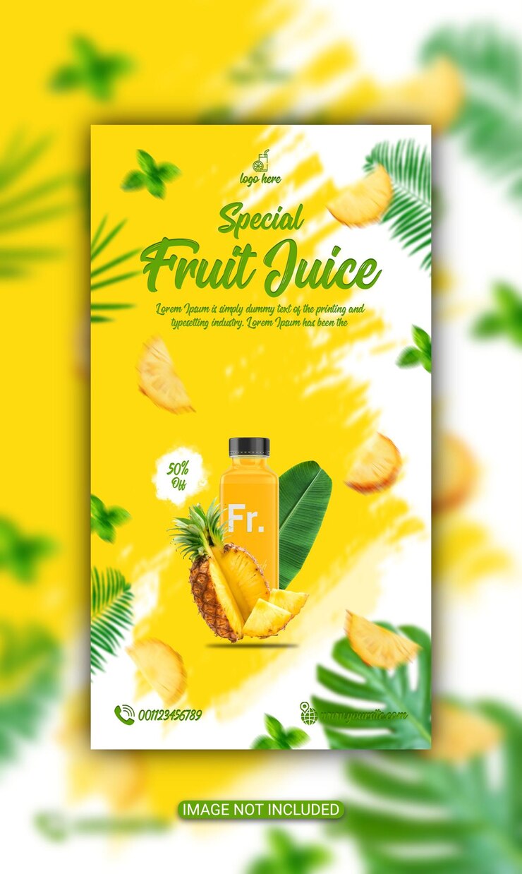 PSD conception d'un menu spécial de jus de fruits ou de boissons